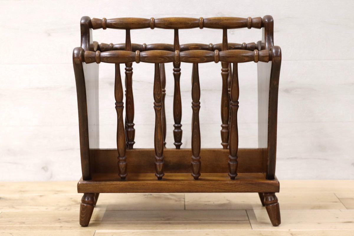 GMFT120○飛騨産業 / HIDA キツツキ マガジンラック スリッパラック ブックスタンド 木製 レトロ アンティーク