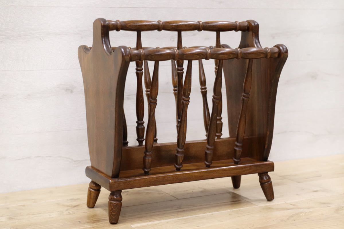 GMFT120○飛騨産業 / HIDA キツツキ マガジンラック スリッパラック ブックスタンド 木製 レトロ アンティーク