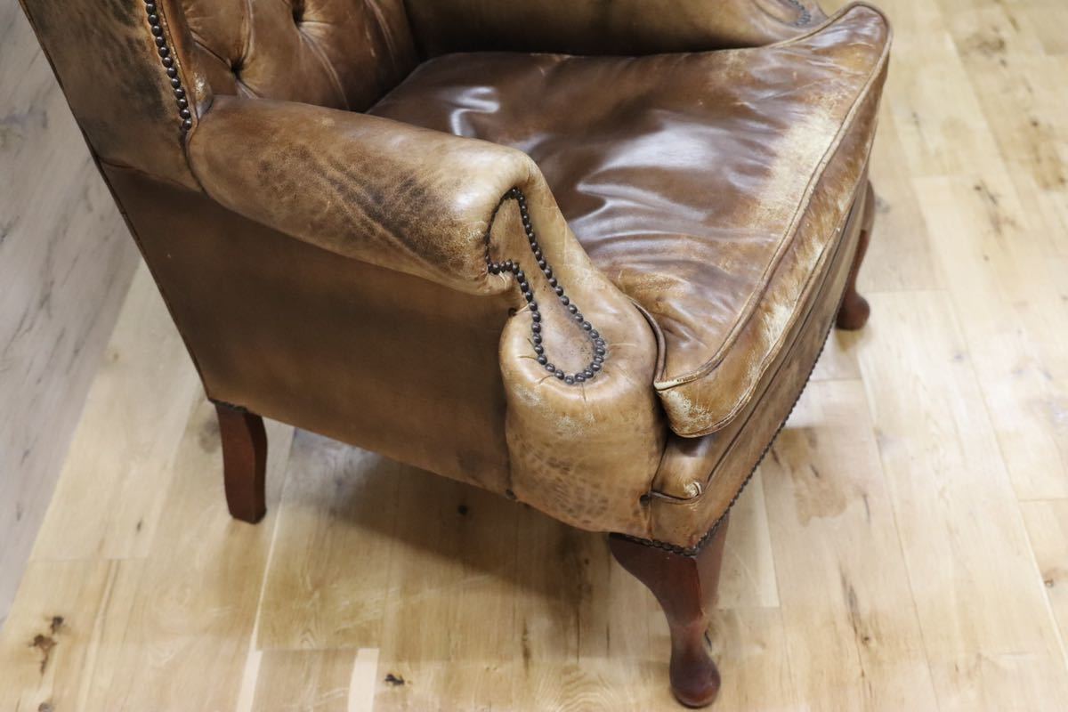 GMFK265○Lloyd's Antiques / ロイズ・アンティークス ウイングチェア 1人掛けソファ ラウンジチェア 英国 ヴィンテージ 本革 クラシック