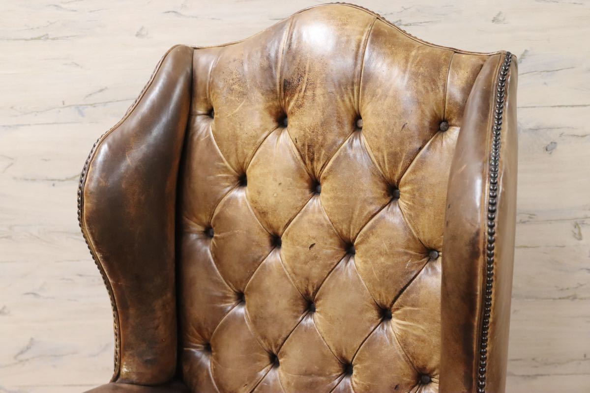 GMFK265○Lloyd's Antiques / ロイズ・アンティークス ウイングチェア 1人掛けソファ ラウンジチェア 英国 ヴィンテージ 本革 クラシック