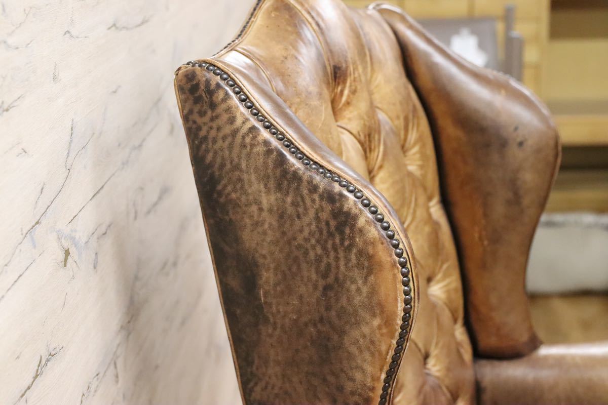 GMFK265○Lloyd's Antiques / ロイズ・アンティークス ウイングチェア 1人掛けソファ ラウンジチェア 英国 ヴィンテージ 本革 クラシック