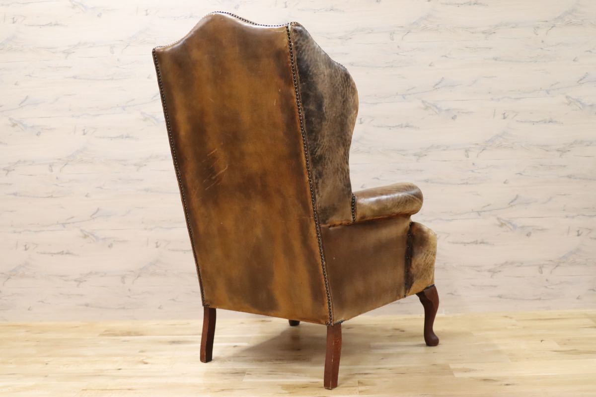GMFK265○Lloyd's Antiques / ロイズ・アンティークス ウイングチェア 1人掛けソファ ラウンジチェア 英国 ヴィンテージ 本革 クラシック