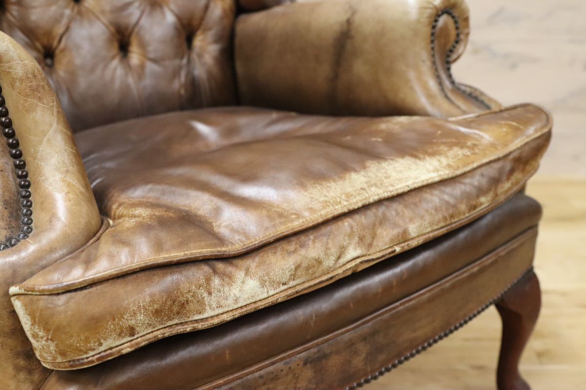 GMFK265○Lloyd's Antiques / ロイズ・アンティークス ウイングチェア 1人掛けソファ ラウンジチェア 英国 ヴィンテージ 本革 クラシック