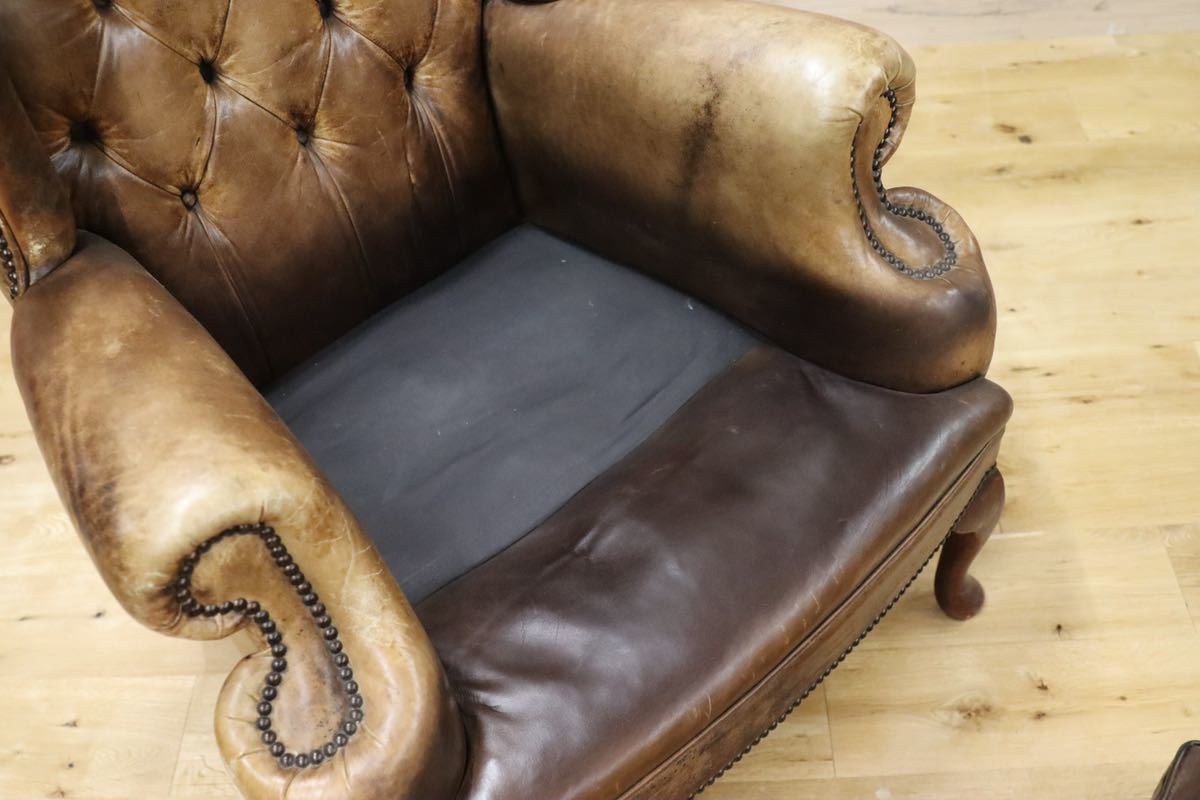GMFK265○Lloyd's Antiques / ロイズ・アンティークス ウイングチェア 1人掛けソファ ラウンジチェア 英国 ヴィンテージ 本革 クラシック