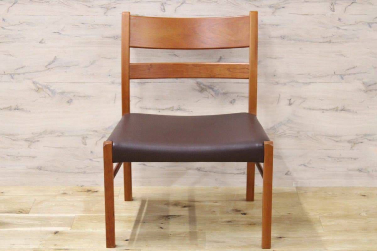 GMFF31○柏木工 / KASHIWA ELEL エレール ダイニングチェア アームレスチェア 椅子 チェリー材 レザー 展示品