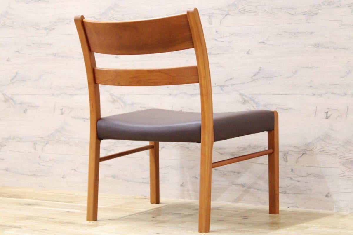 GMFF31○柏木工 / KASHIWA ELEL エレール ダイニングチェア アームレスチェア 椅子 チェリー材 レザー 展示品