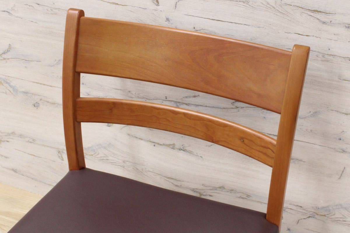 GMFF31○柏木工 / KASHIWA ELEL エレール ダイニングチェア アームレスチェア 椅子 チェリー材 レザー 展示品