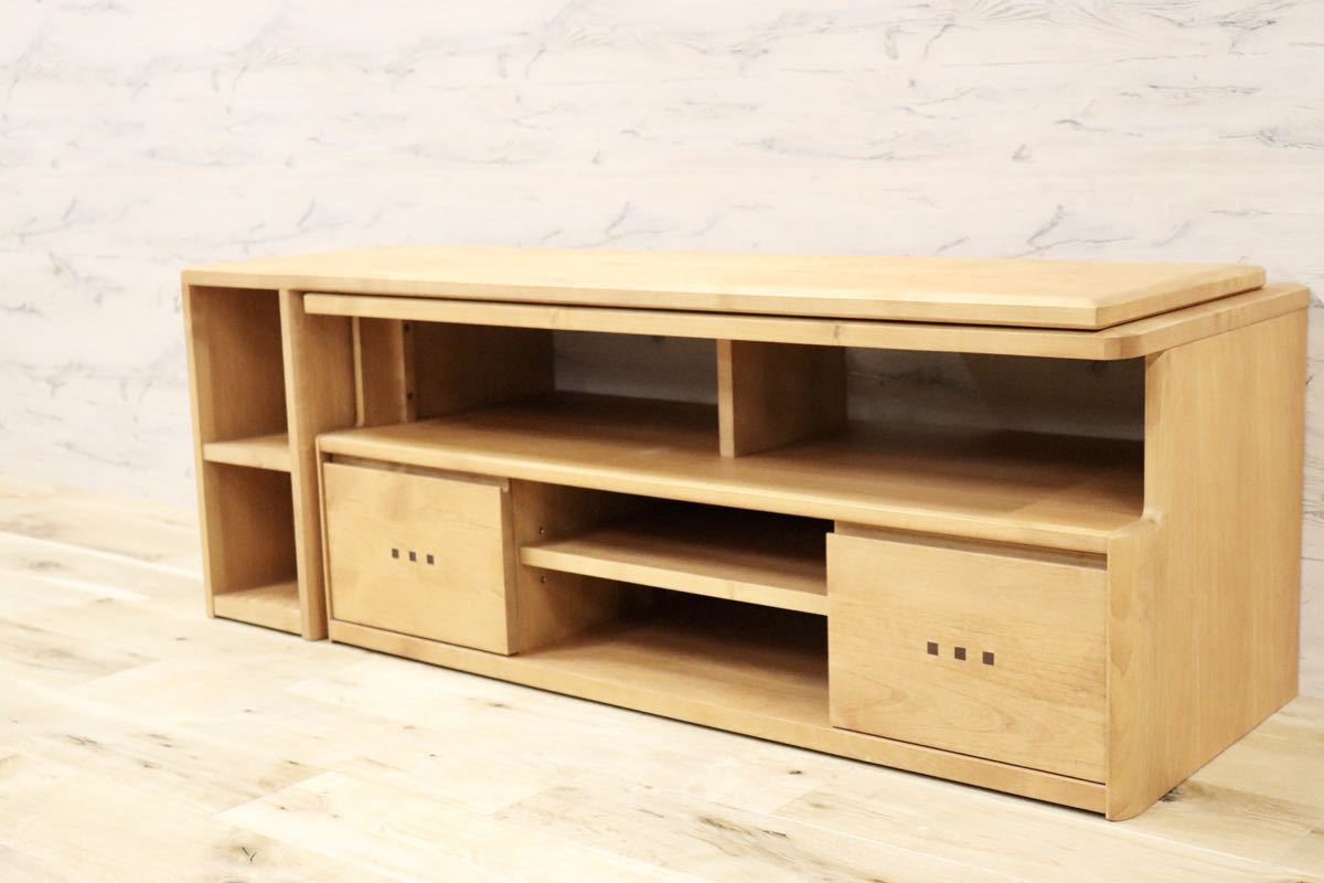 GMFH128○朝日木材加工 TVボード AVボード ローボード 北欧スタイル ナチュラル シンプル 定価約14万 検)アクタス