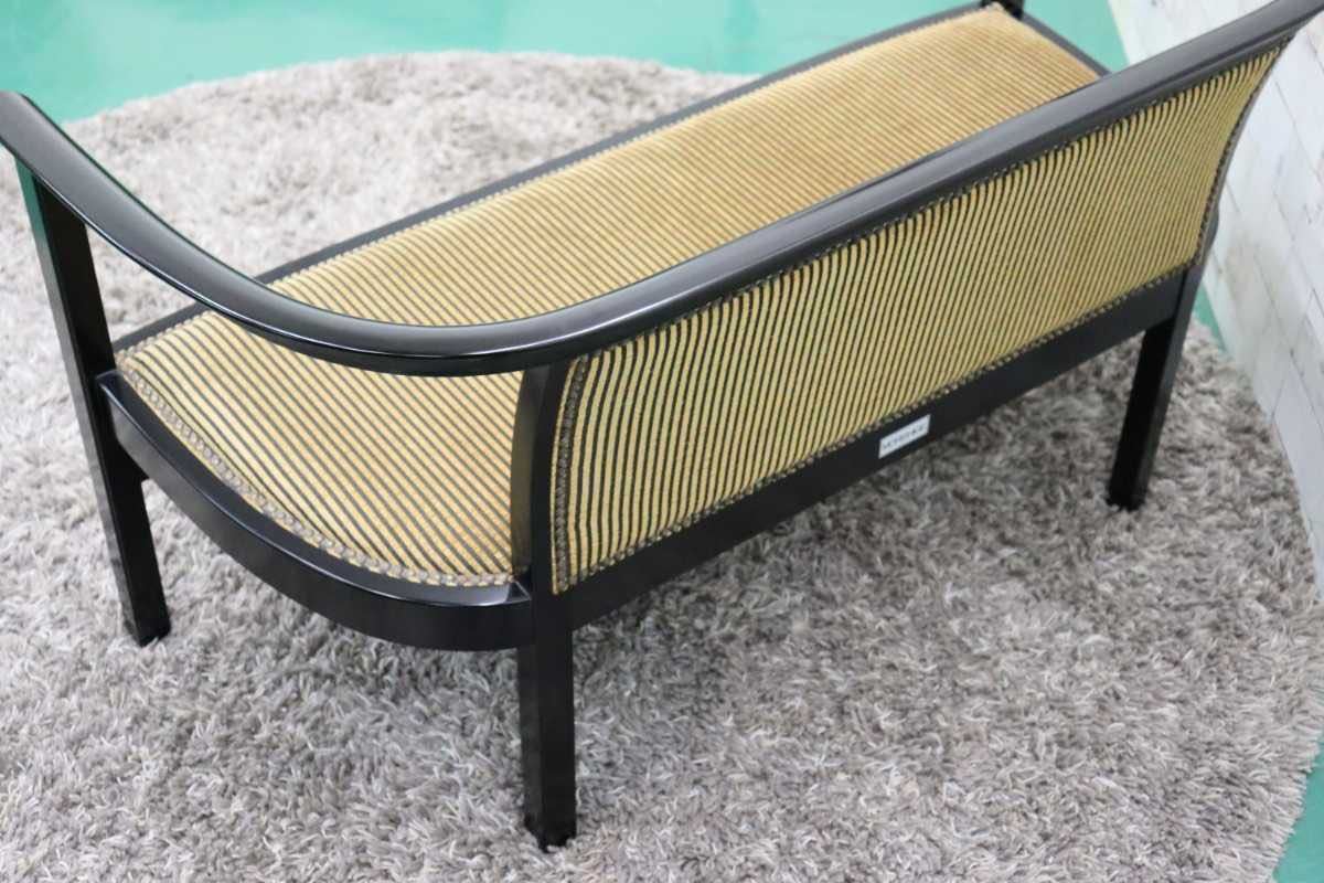 GMFT215○モリシゲ / MORISHIGE メヌエット 2人掛けソファ ラブソファ IDC大塚家具 ファブリック 鋲打 樺材 定価約23万