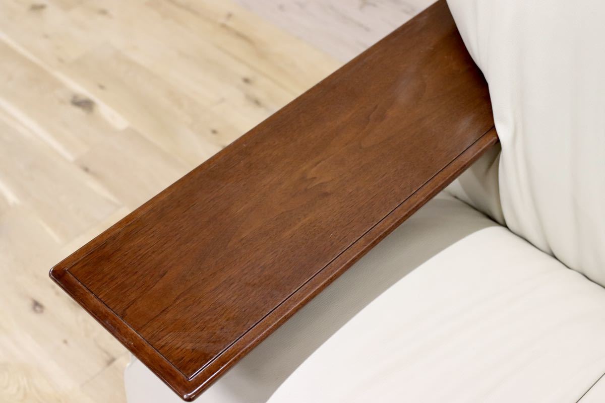 GMFK303○モリシゲ / MORISHIGE Gアーク 3人掛けソファ トリプルソファ 総革 IDC大塚家具 アイボリー 長椅子 定価約64万 美品