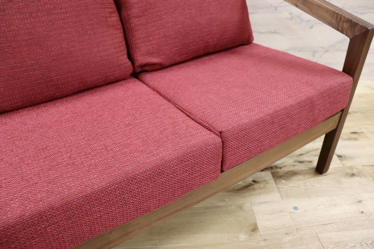 GMFK306○野田産業 / ND STYLE homme オム 3人掛けソファ トリプルソファ ファブリック ウォールナット材 オイル塗装 定価約25万 展示品