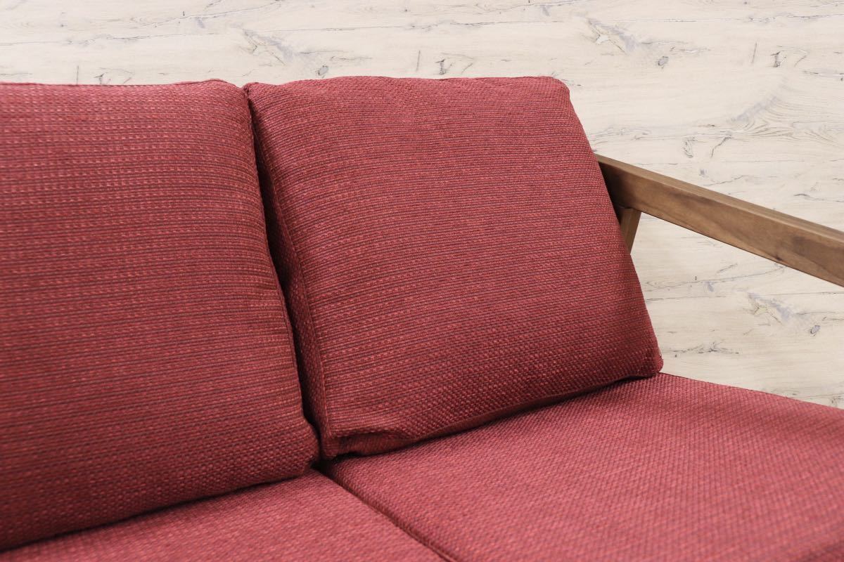 GMFK306○野田産業 / ND STYLE homme オム 3人掛けソファ トリプルソファ ファブリック ウォールナット材 オイル塗装 定価約25万 展示品