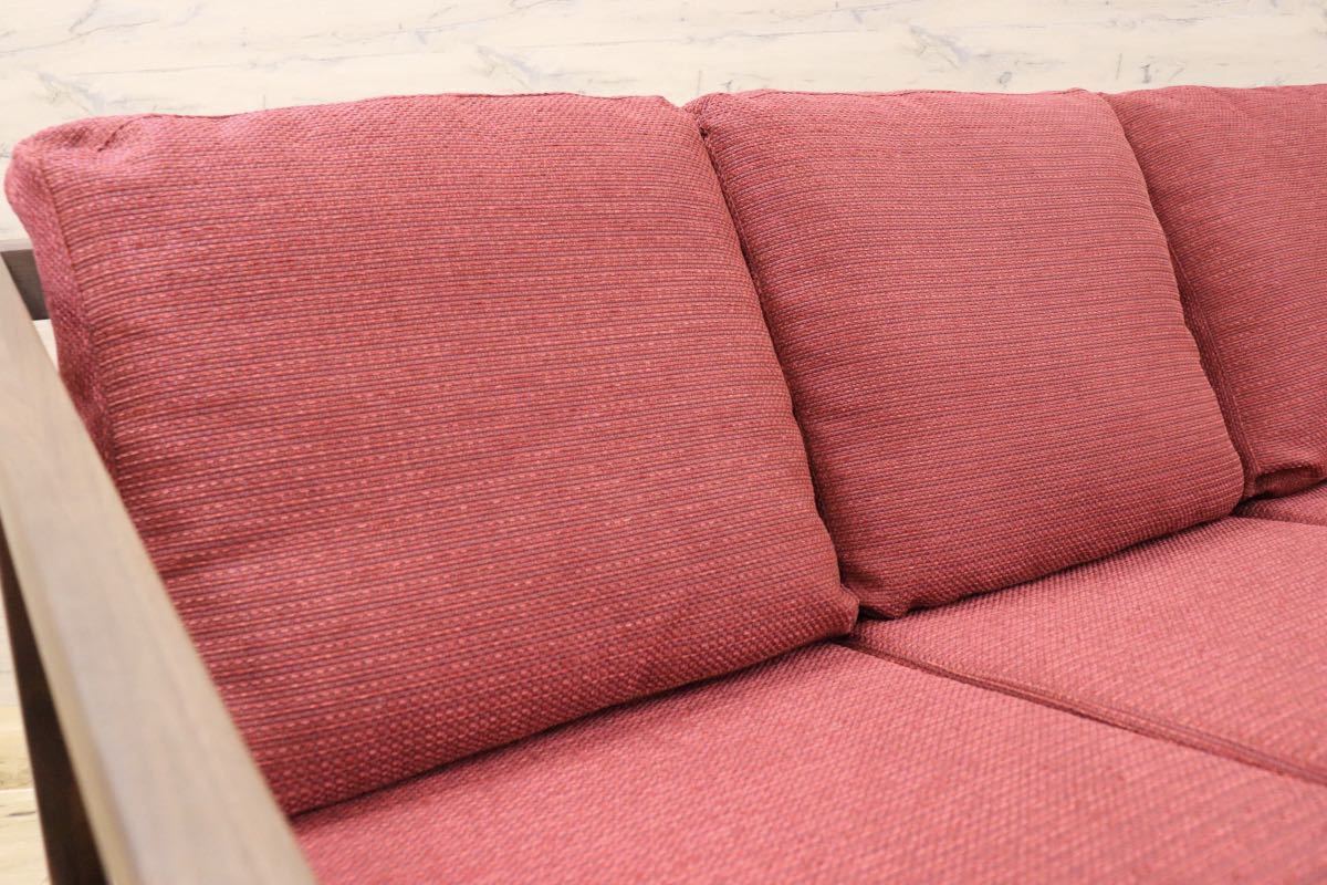 GMFK306○野田産業 / ND STYLE homme オム 3人掛けソファ トリプルソファ ファブリック ウォールナット材 オイル塗装 定価約25万 展示品