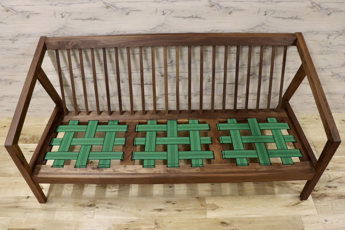 GMFK306○野田産業 / ND STYLE homme オム 3人掛けソファ トリプルソファ ファブリック ウォールナット材 オイル塗装 定価約25万 展示品