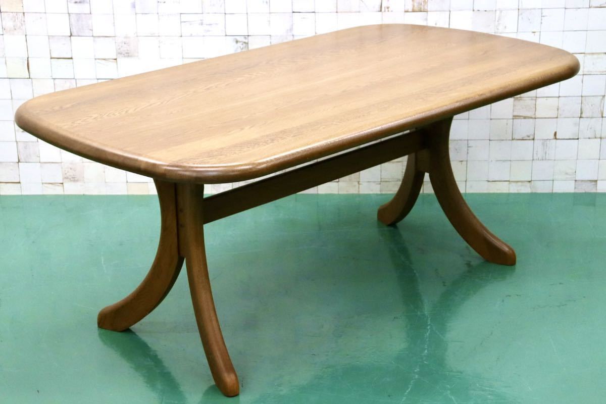 GMFO13○浜本工芸 / HAMAMOTO ダイニングテーブル 食卓テーブル テーブル 作業台 楢材 無垢 国産家具 美品