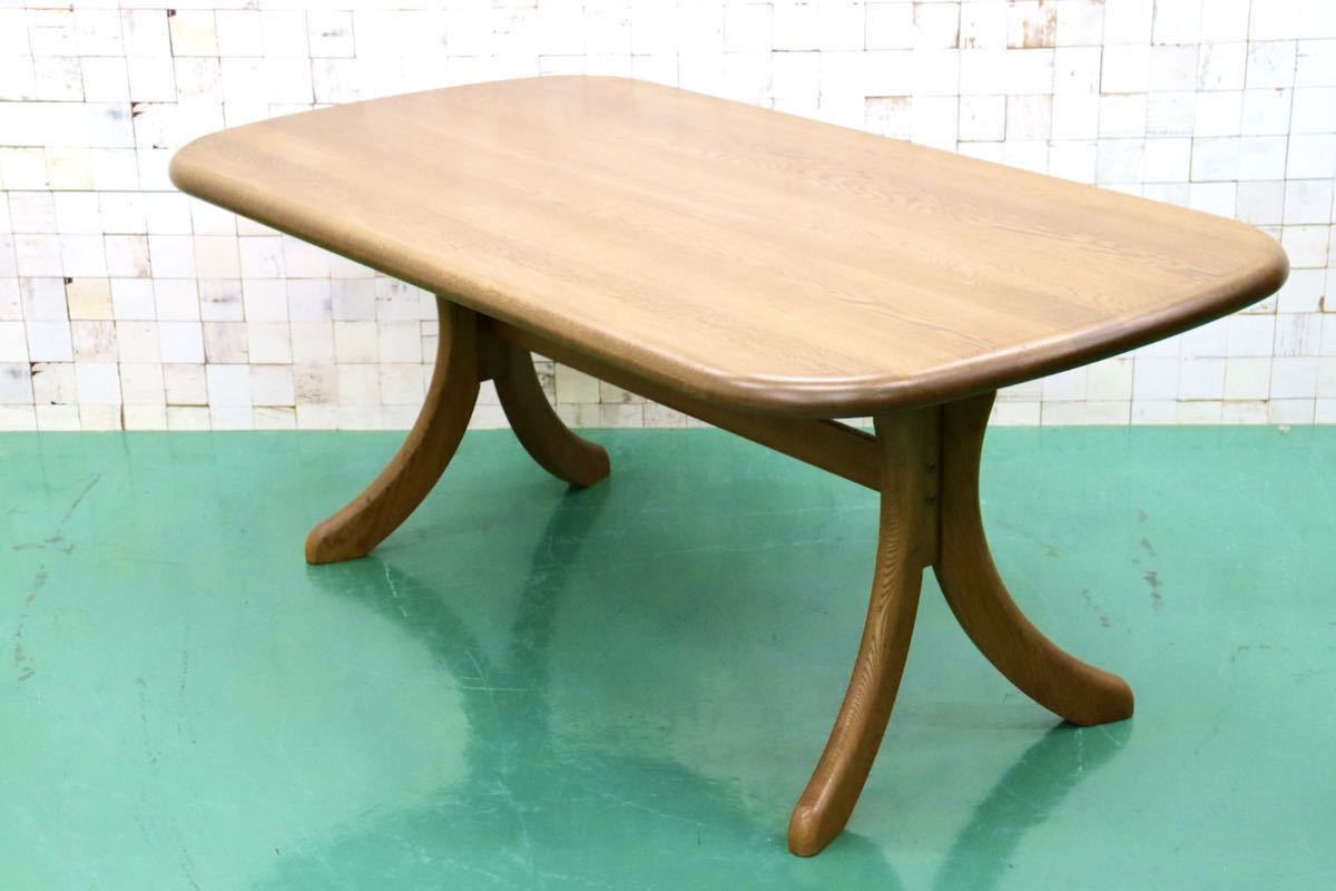GMFO13○浜本工芸 / HAMAMOTO ダイニングテーブル 食卓テーブル テーブル 作業台 楢材 無垢 国産家具 美品