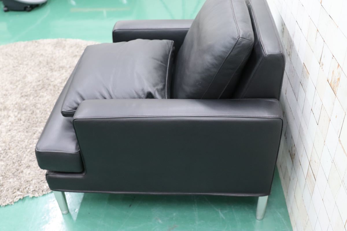 GMFF39○de sede / デセデ FSM FM270 1人掛けソファ シングルソファ ラウンジチェア IDC大塚家具 北欧 黒 本革 定価約62万 展示品