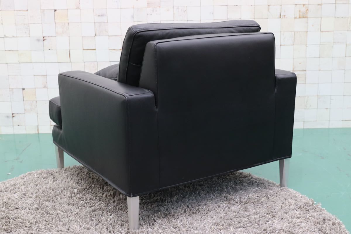GMFF39○de sede / デセデ FSM FM270 1人掛けソファ シングルソファ ラウンジチェア IDC大塚家具 北欧 黒 本革 定価約62万 展示品