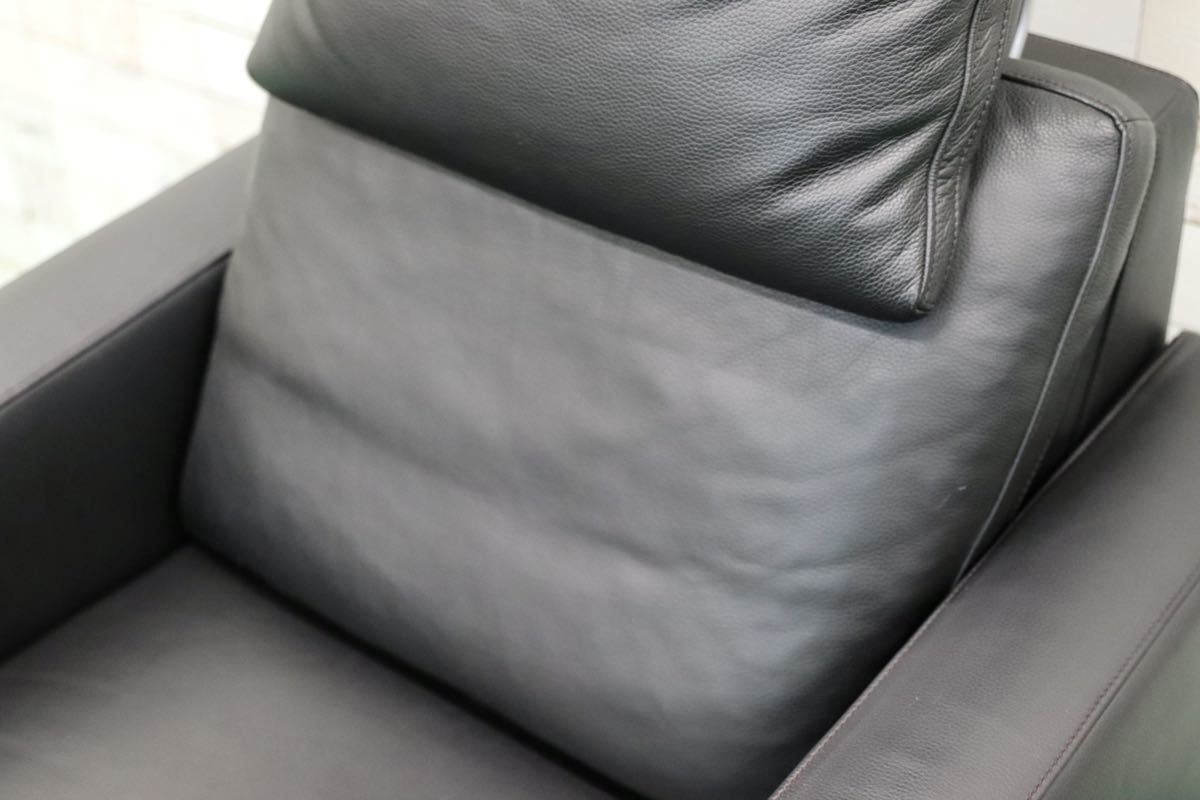 GMFF39○de sede / デセデ FSM FM270 1人掛けソファ シングルソファ ラウンジチェア IDC大塚家具 北欧 黒 本革 定価約62万 展示品