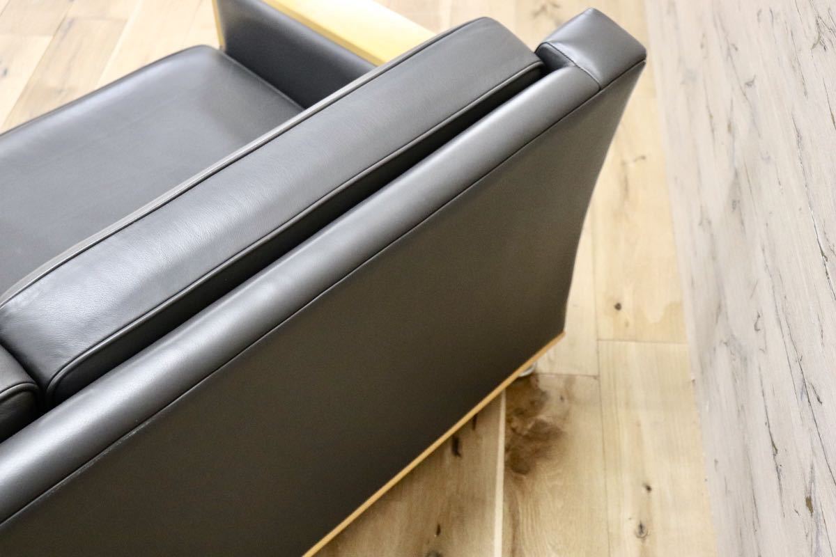 GMFK254○応接ソファ 2人掛けソファ ラブソファ 2シーター 本革 メープル材 高級 モダン グレー