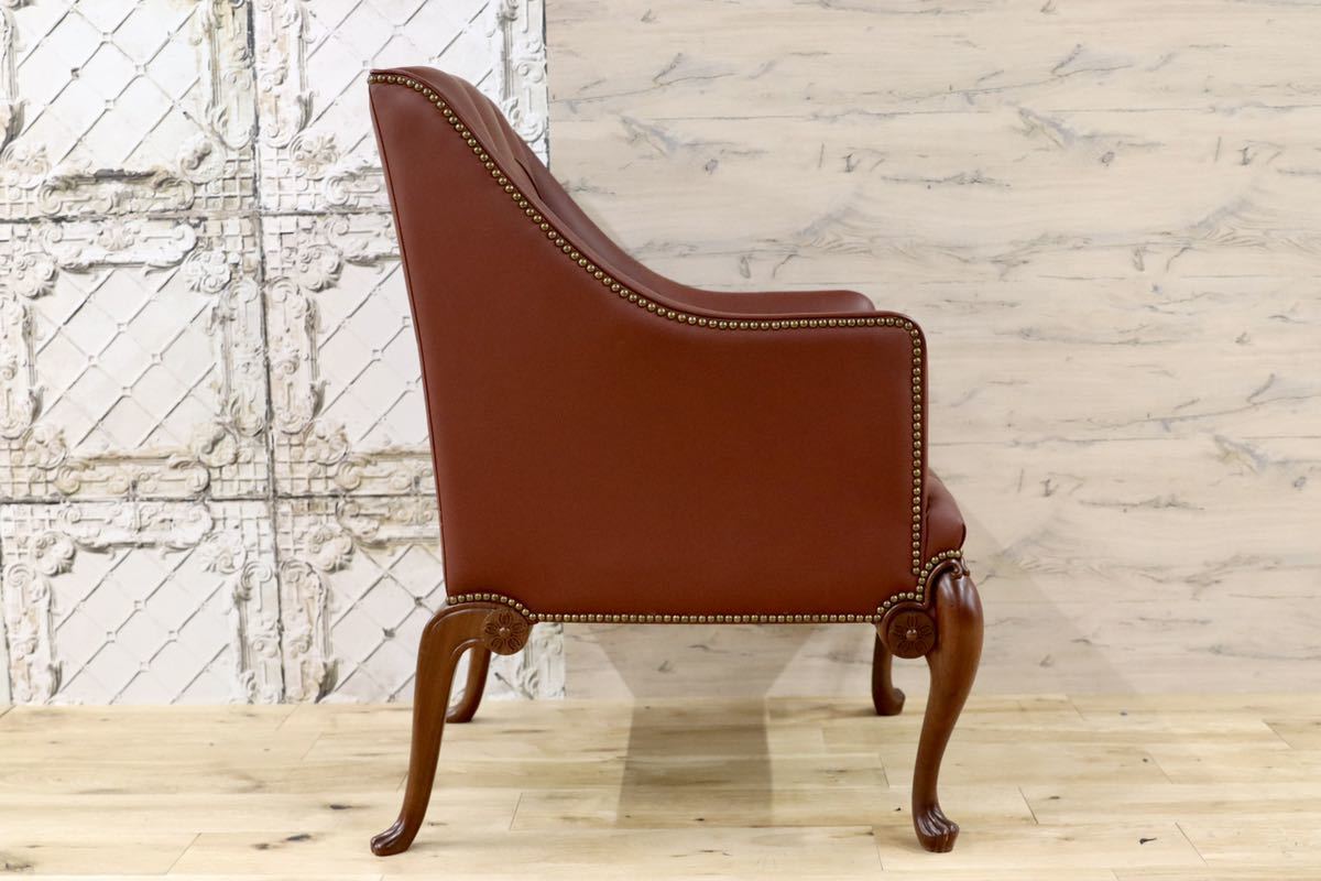 GMFK367A○MOBILIA / モビリア ウイングバックチェア 本革 ラウンジチェア 臙脂色 英国 クラシック ウォールナット材 約50万 展示品