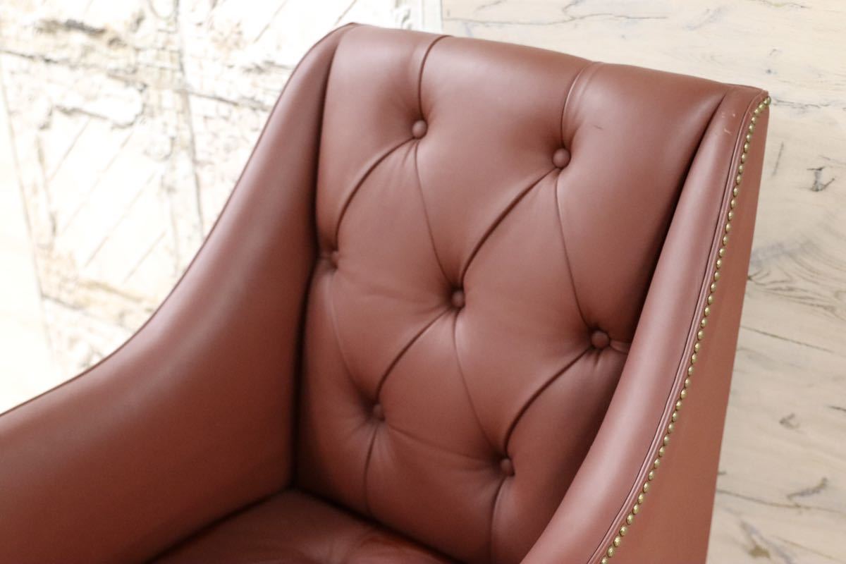 GMFK367A○MOBILIA / モビリア ウイングバックチェア 本革 ラウンジチェア 臙脂色 英国 クラシック ウォールナット材 約50万 展示品