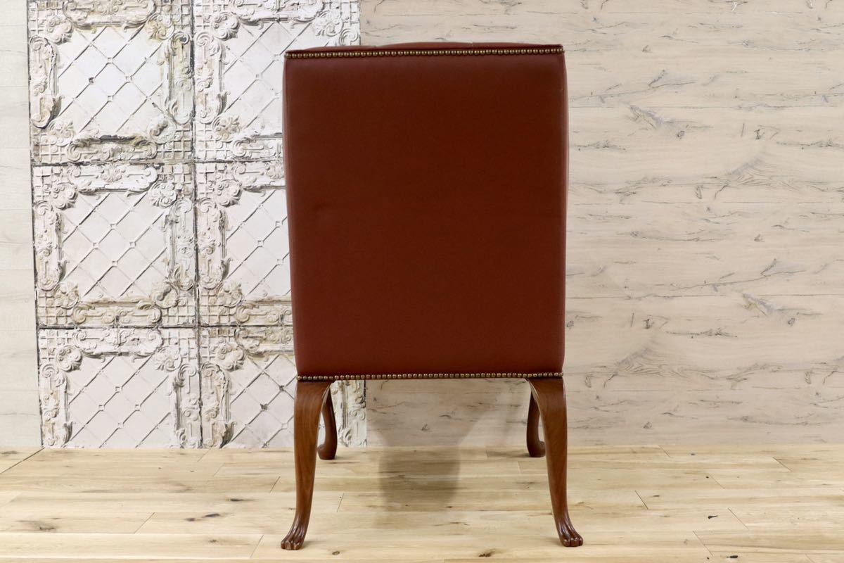 GMFK367A○MOBILIA / モビリア ウイングバックチェア 本革 ラウンジチェア 臙脂色 英国 クラシック ウォールナット材 約50万 展示品