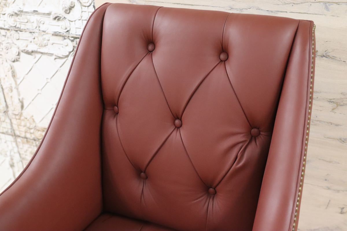 GMFK367B○MOBILIA / モビリア ウイングバックチェア 本革 ラウンジチェア 臙脂色 英国 クラシック ウォールナット材 約50万 展示品