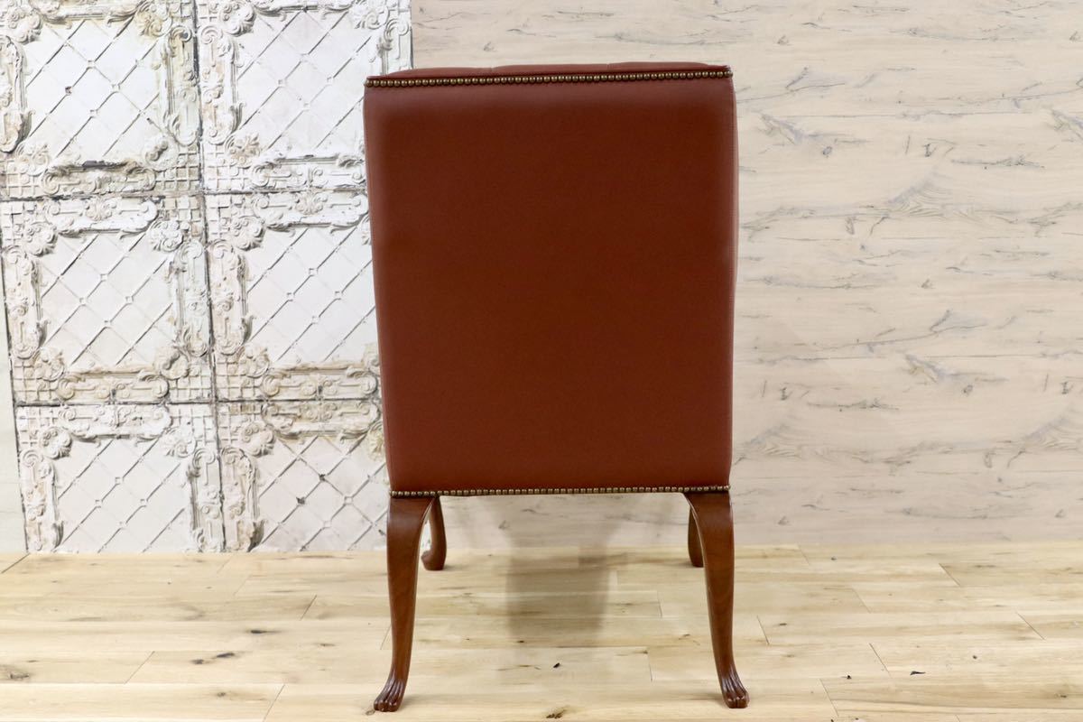 GMFK367B○MOBILIA / モビリア ウイングバックチェア 本革 ラウンジチェア 臙脂色 英国 クラシック ウォールナット材 約50万 展示品