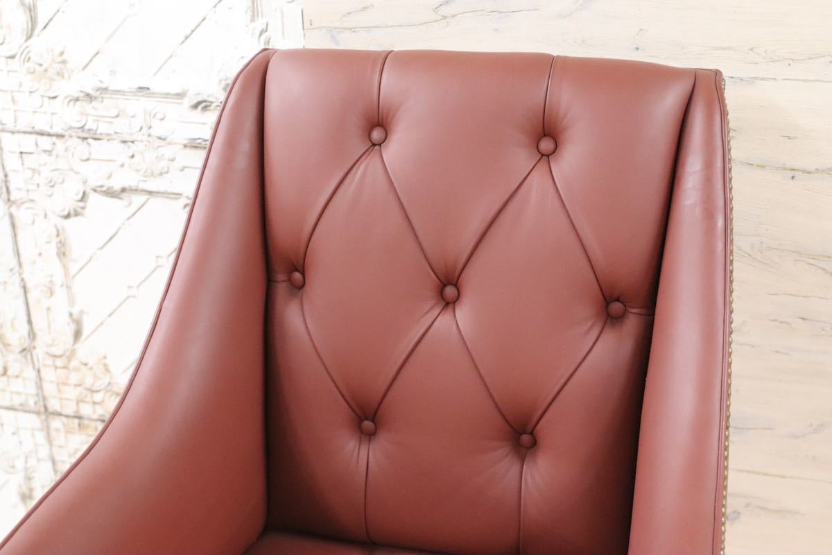 GMFK367D○MOBILIA / モビリア ウイングバックチェア 本革 ラウンジチェア 臙脂色 英国 クラシック ウォールナット材 約50万 展示品