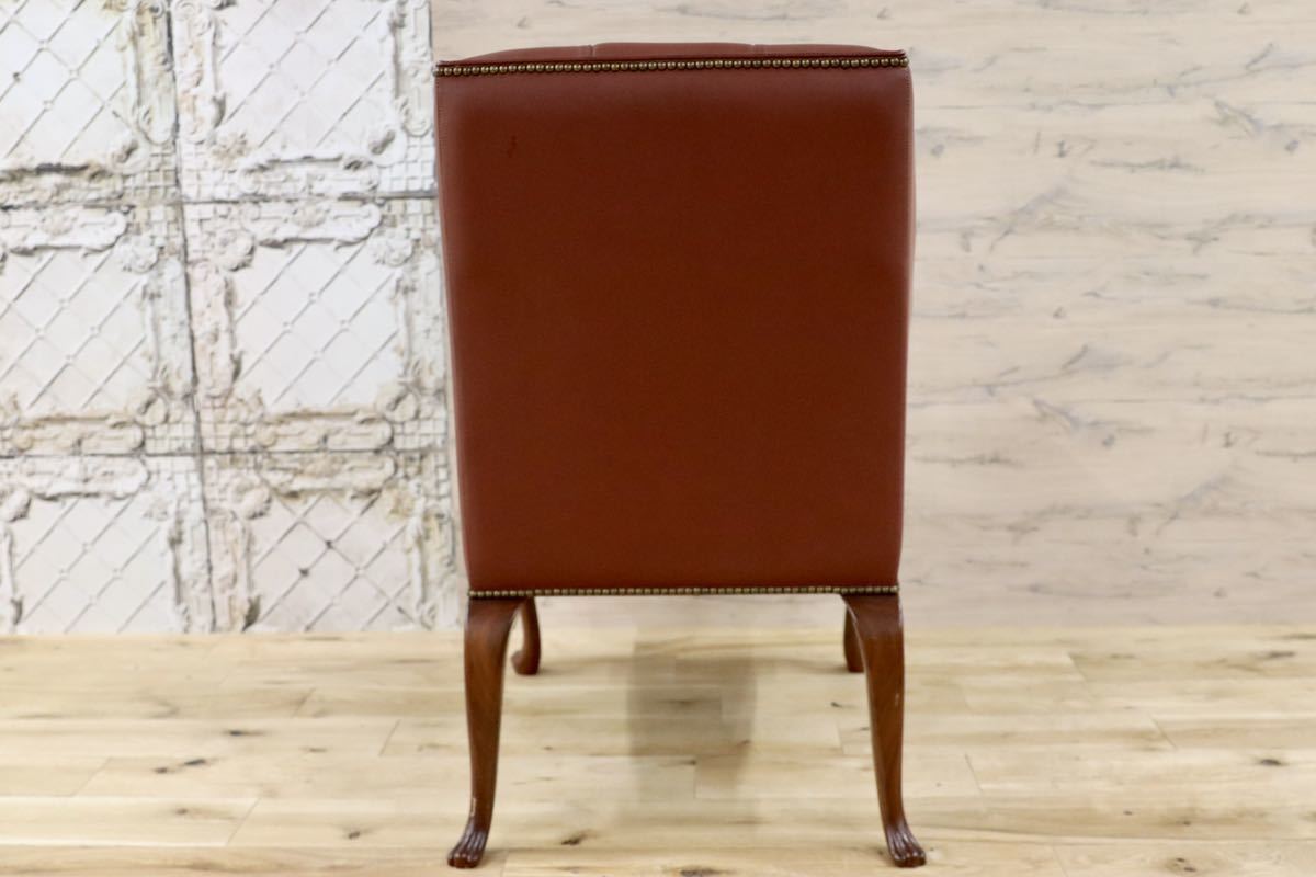 GMFK367D○MOBILIA / モビリア ウイングバックチェア 本革 ラウンジチェア 臙脂色 英国 クラシック ウォールナット材 約50万 展示品