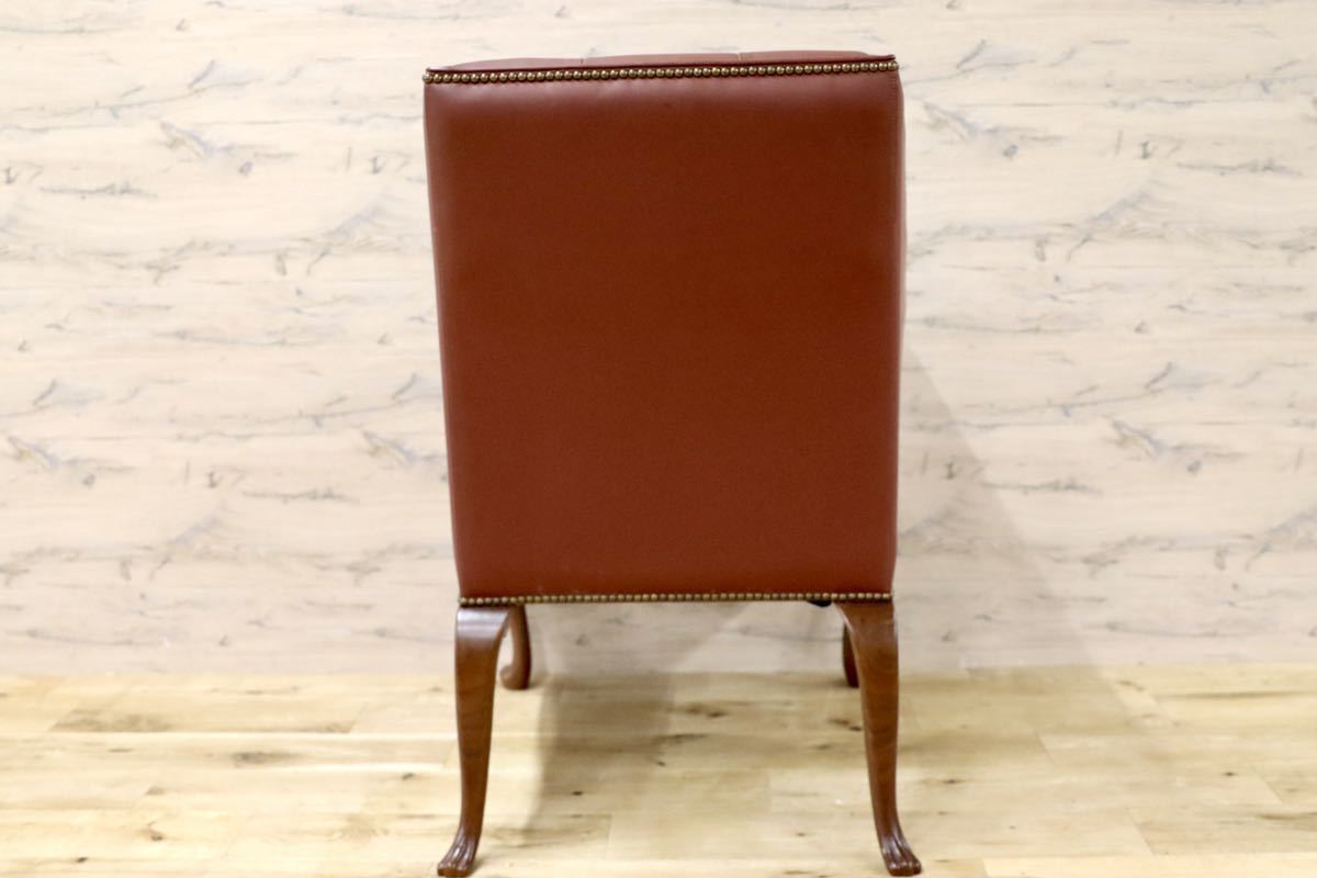 GMFK367E○MOBILIA / モビリア ウイングバックチェア 本革 ラウンジチェア 臙脂色 英国 クラシック ウォールナット材 約50万 展示品