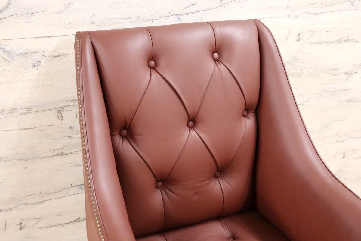 GMFK367F○MOBILIA / モビリア ウイングバックチェア 本革 ラウンジチェア 臙脂色 英国 クラシック ウォールナット材 約50万 展示品