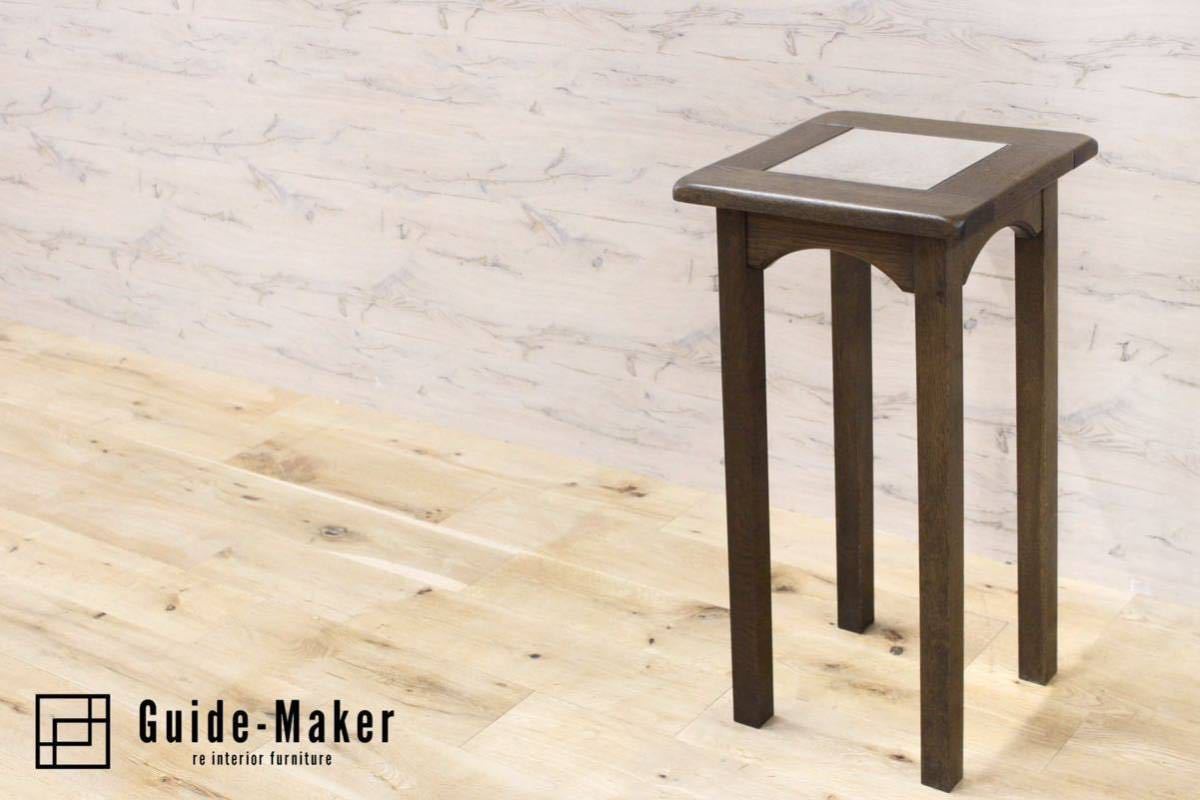 GMFN152○サイドテーブル 花台 飾台 電話台 ヴィンテージ 木製 楢材  