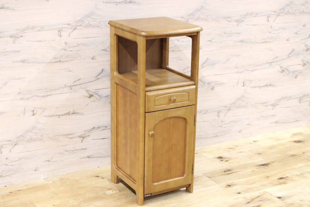 GMFN136○karimoku / カリモク 電話台 FAX台 花台 飾り台 収納棚 木製 国産家具