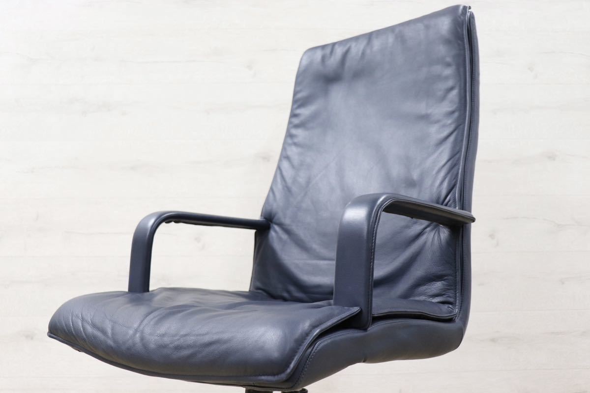 GMFK366A○mobilia / モビリア Alfred Kill International エグゼクティブチェア デスクチェア ハイバック 本革 希少 ヴィンテージ 約40万