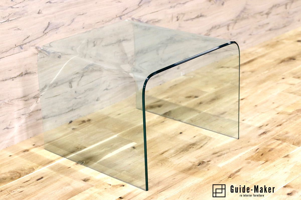 GMFH249○IDC大塚家具 コンチネンタル サイドテーブル 花台 コンソール テーブル 飾り台 ガラス製 展示品