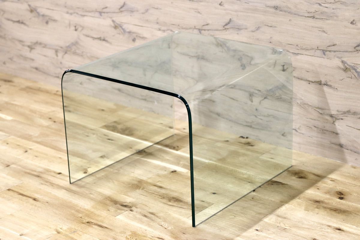 GMFH249○IDC大塚家具 コンチネンタル サイドテーブル 花台 コンソール テーブル 飾り台 ガラス製 展示品