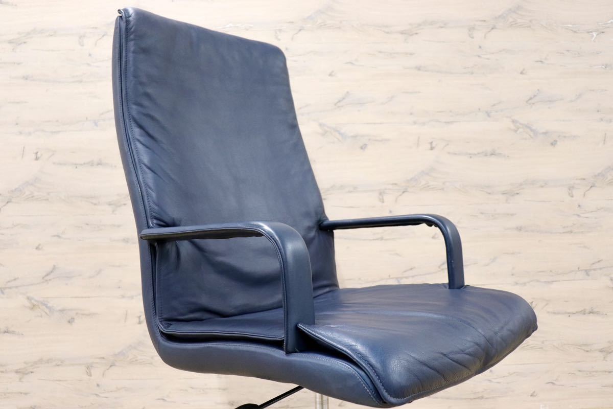 GMFK366B○mobilia / モビリア Alfred Kill International エグゼクティブチェア デスクチェア ハイバック 本革 希少 ヴィンテージ 約40万