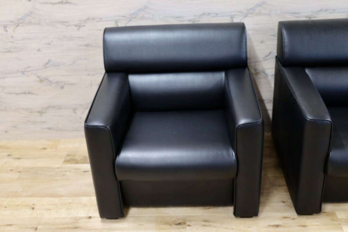 GMFK410A○okamura / オカムラ S-18M 1人掛けソファ シングルソファ 応接 安楽椅子 ソフトレザー 定価約30万 展示品