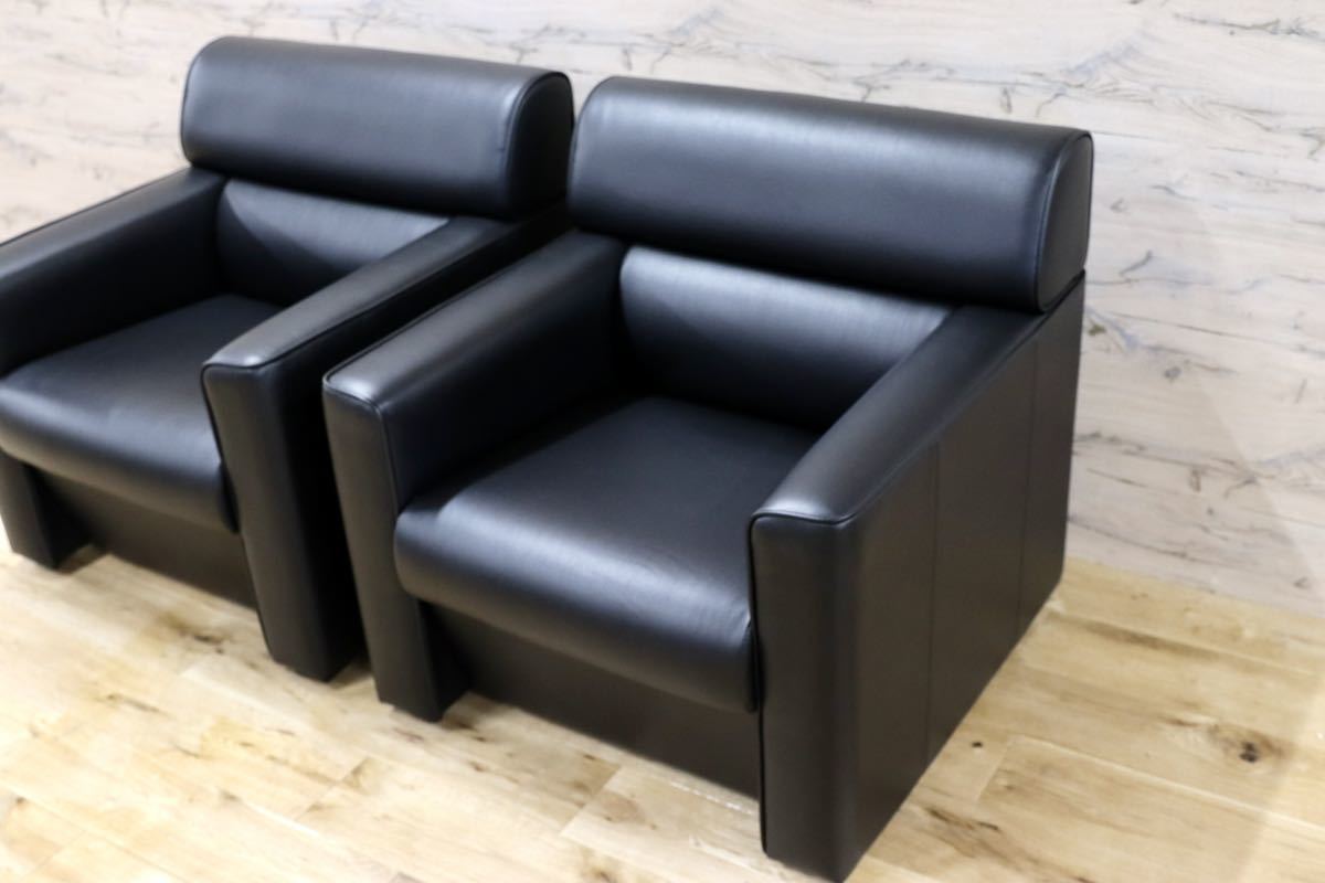 GMFK410B○okamura / オカムラ S-18M 1人掛けソファ シングルソファ 応接 安楽椅子 ソフトレザー 定価約30万 展示品