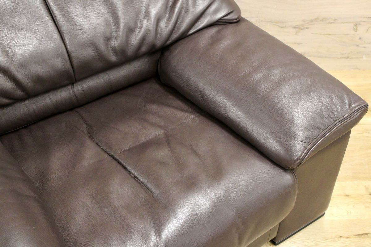 GMFN10E○karimoku / カリモク 1人掛けソファ シングルソファ 総本革 定価約27万 応接 肘掛け椅子 高級 家具 モダン 廃番