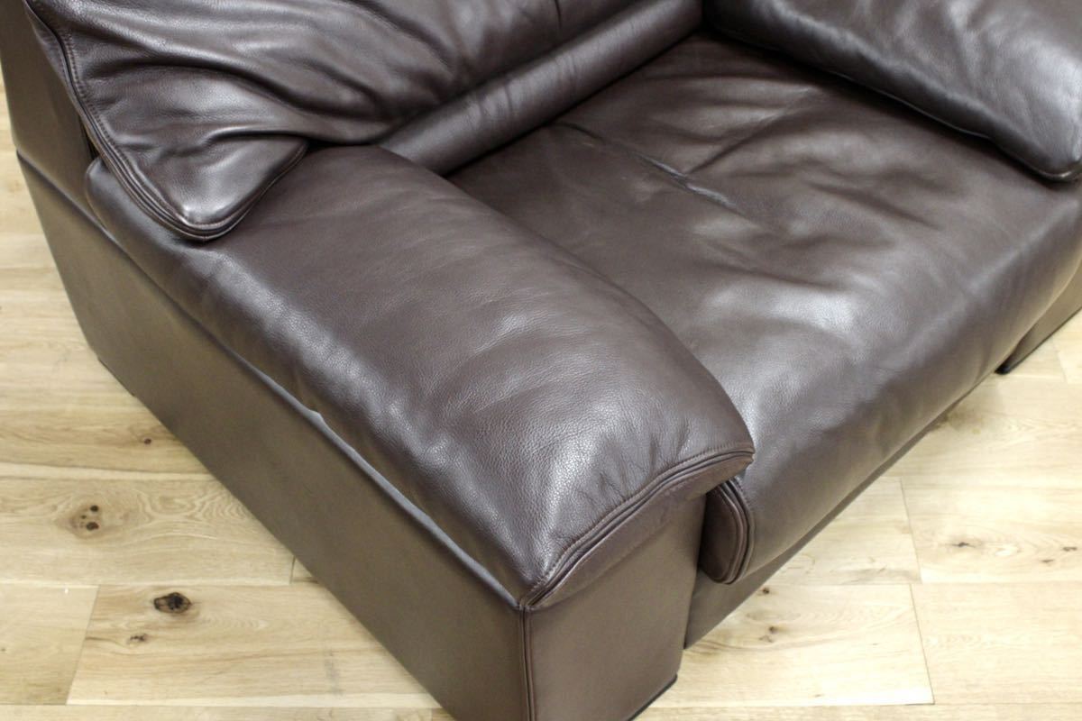 GMFN10F○karimoku / カリモク 1人掛けソファ シングルソファ 総本革 定価約27万 応接 肘掛け椅子 高級 家具 モダン 廃番