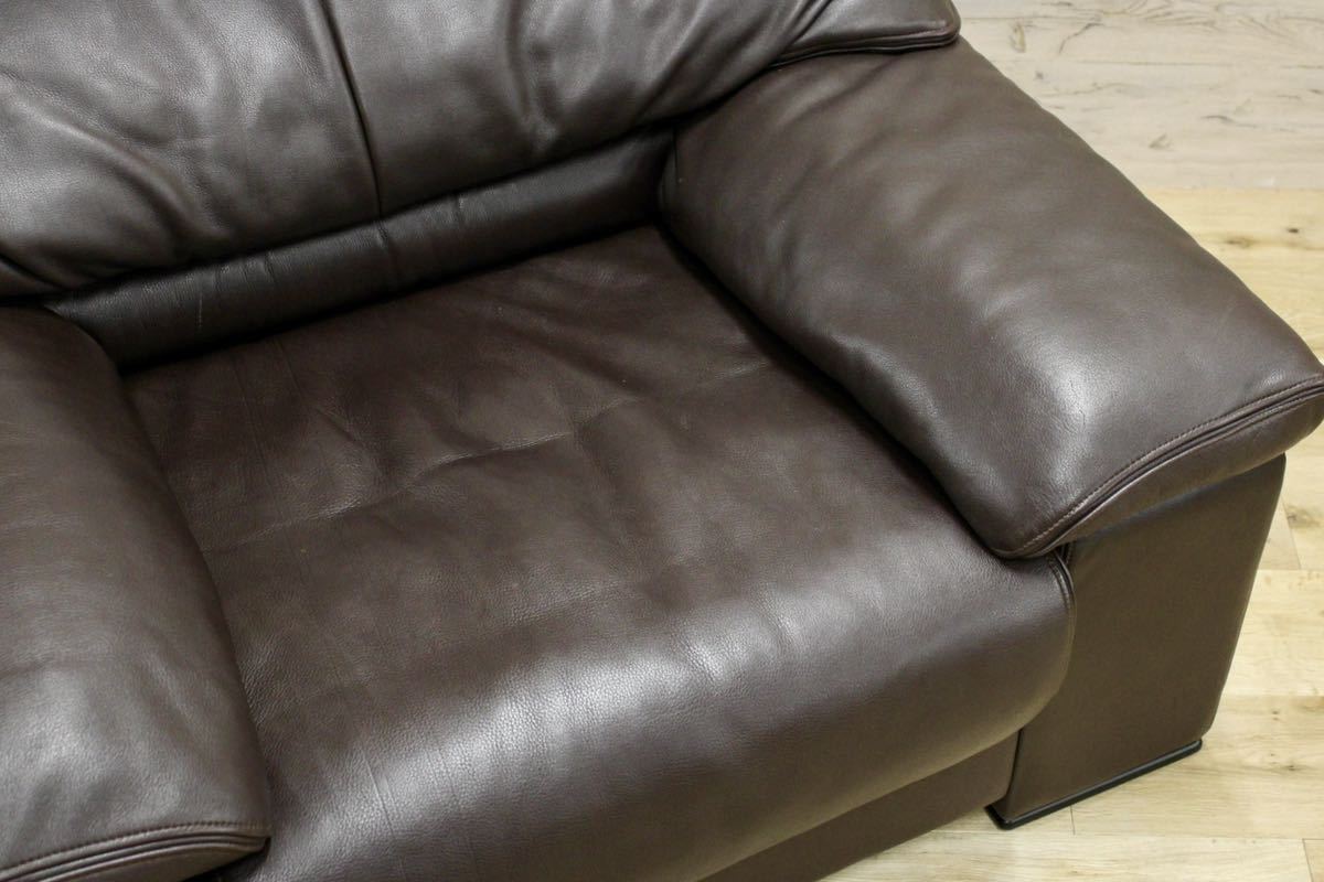 GMFN10H○karimoku / カリモク 1人掛けソファ シングルソファ 総本革 定価約27万 応接 肘掛け椅子 高級 家具 モダン 廃番