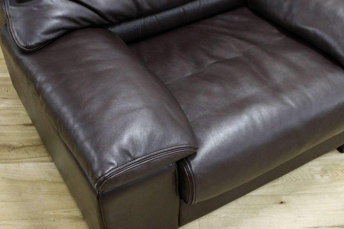 GMFN10H○karimoku / カリモク 1人掛けソファ シングルソファ 総本革 定価約27万 応接 肘掛け椅子 高級 家具 モダン 廃番