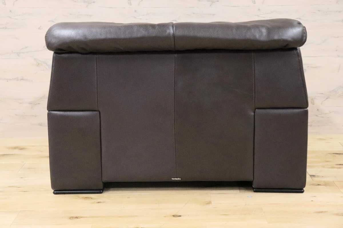 GMFN10I○karimoku / カリモク 1人掛けソファ シングルソファ 総本革 定価約27万 応接 肘掛け椅子 高級 家具 モダン 廃番