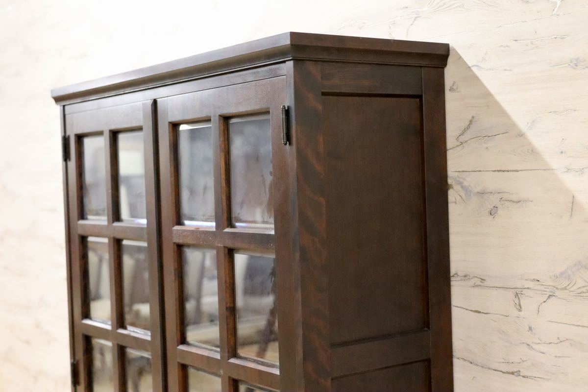 GMFH206○北海道民芸家具 キャビネット 飾り棚 食器棚 水屋棚 本棚 書棚 樺材 和家具 和モダン