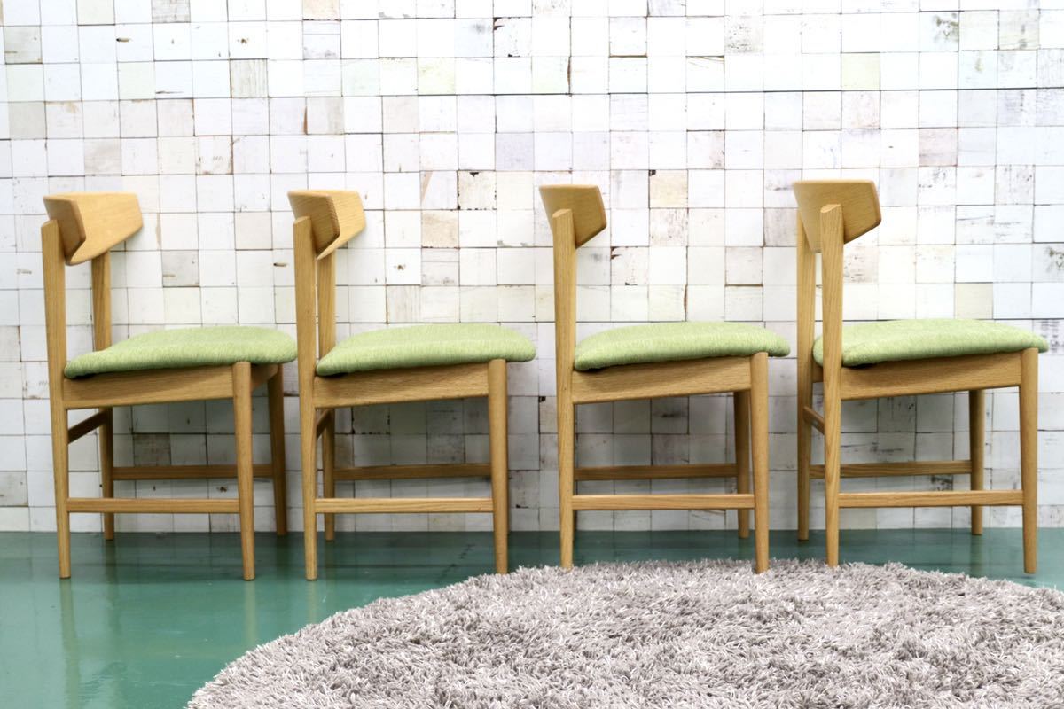 GMFN131○柏木工 / KASHIWA ダイニングチェア 椅子 4脚セット サイドチェア BDC05 オーク材 ファブリック 定価約21万 座面張替え済