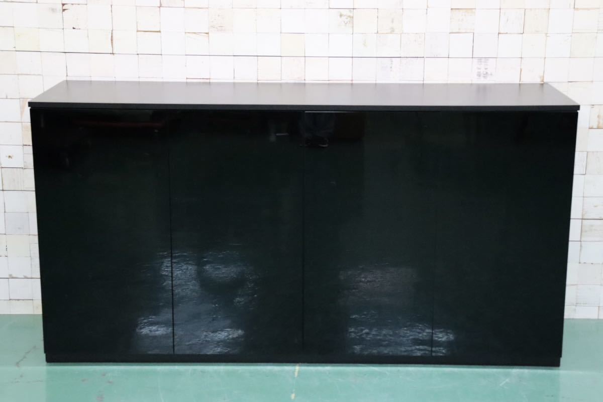 GMFS165○IDC大塚家具 エディス サイドボード ガラスキャビネット リビングボード ブラック 松永家具 モダン 定価約23万