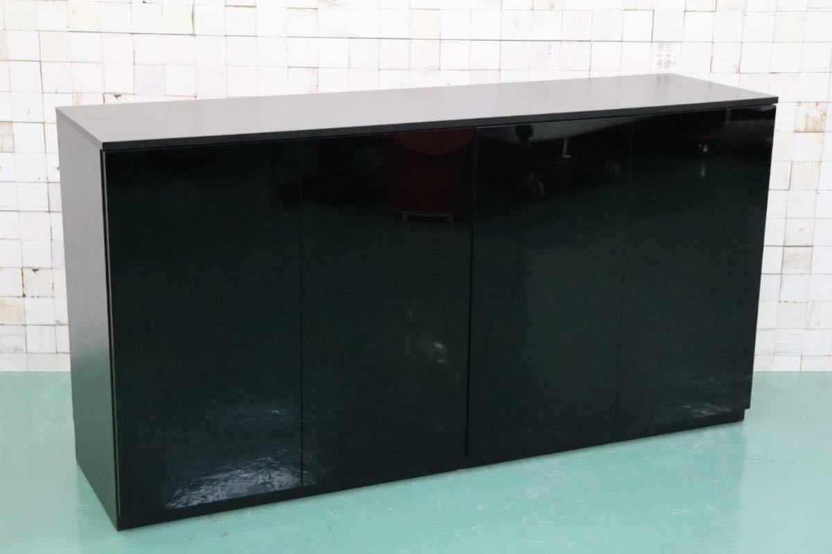 GMFS165○IDC大塚家具 エディス サイドボード ガラスキャビネット リビングボード ブラック 松永家具 モダン 定価約23万